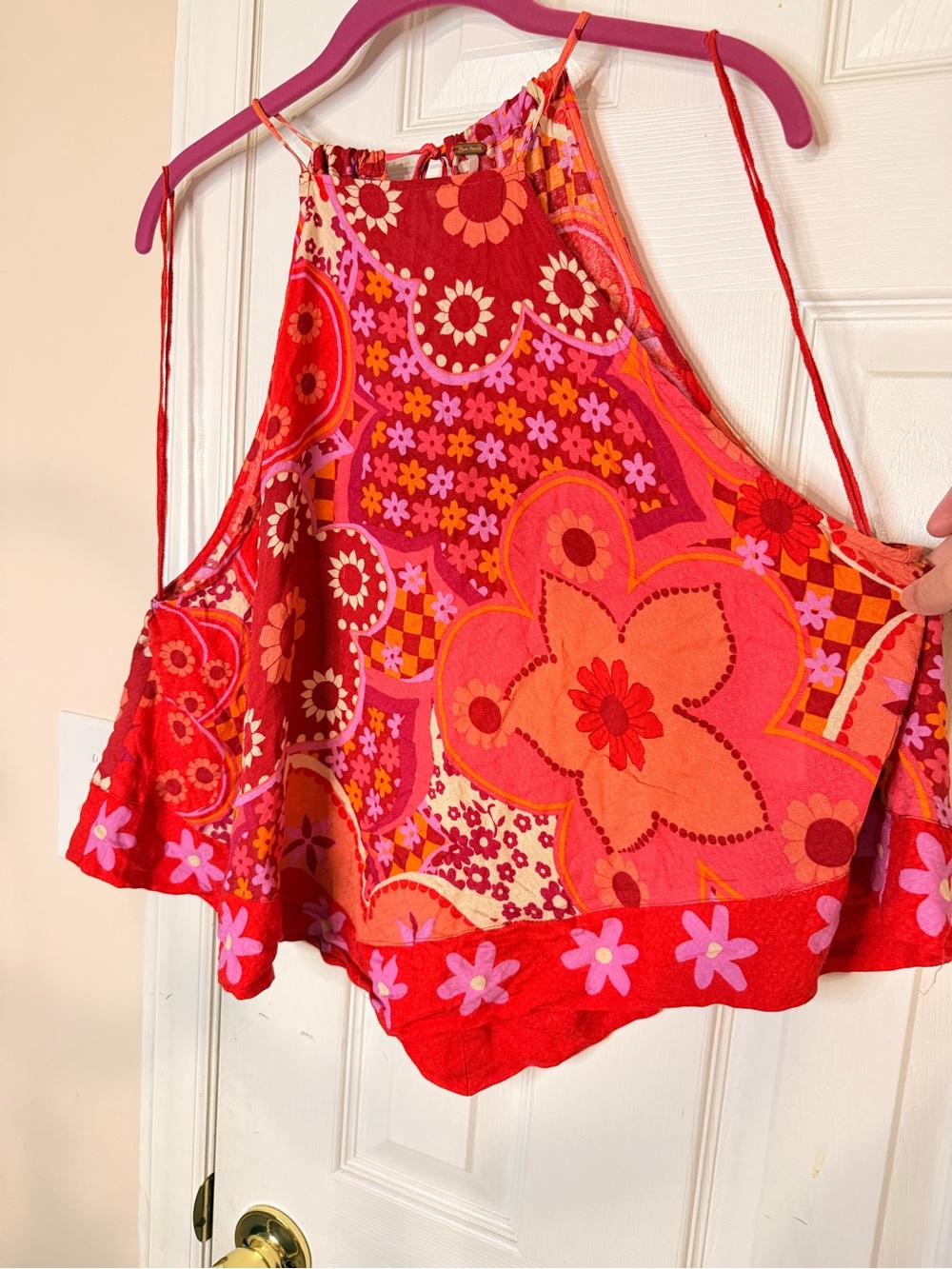 Free People Floral Tie Back Tank Top Sz M